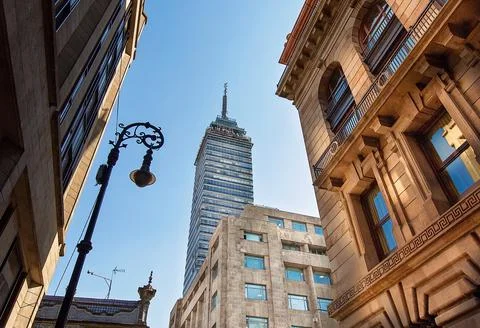 Mexico City, Torre Latinoamericana near the Alameda Central Park Stock Photos
