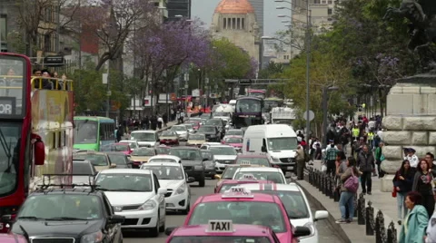 Mexico City traffic at busy intersection Stock Footage 61521573
