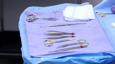 Mexico: CLOSE UP. Surgical instruments ready for surgery. Stock Footage 48948294