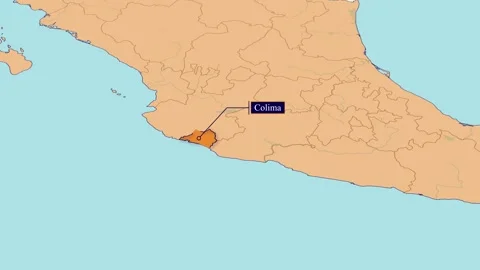 Mexico Colima Map Animation – State Highlight | 4K Stockbeeldmateriaal 348519423