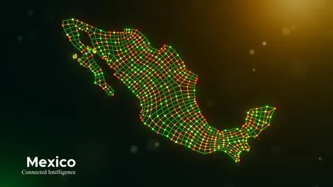 Mexico Connected Intelligence Concept with Digital Network Visualization Desi Illustrazione stock