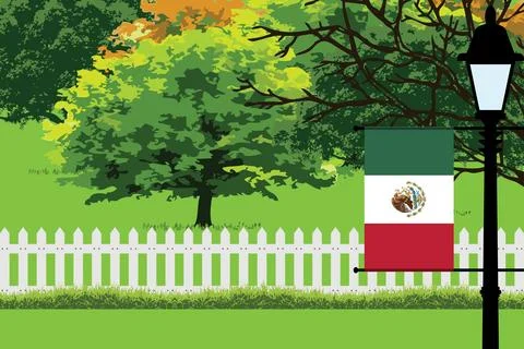 Mexico Day Trees Lamp Vector Illustration Stock Illustration