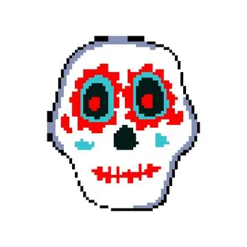 Mexico dead day skull pixel art vector illustration Stock Illustration