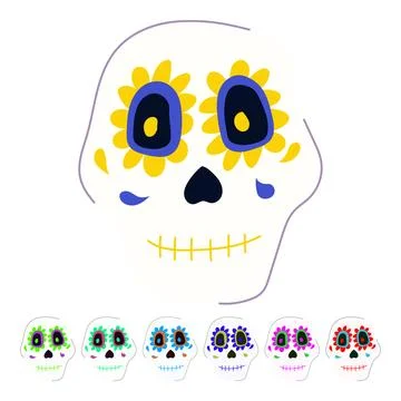 Mexico dead day skull vector cartoon graphic Stock Illustration