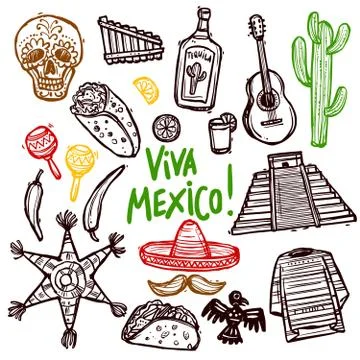 Mexico Doodle Set イラスト素材