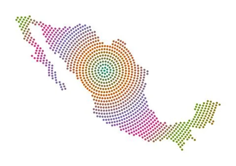 Mexico dotted map. Digital style shape of Mexico. Tech icon of the country .. Stock Illustration