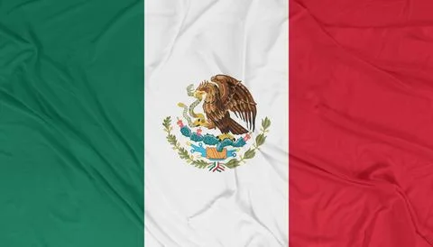Mexico Dynamic Flag Motion with Intense Wind Waves Stock Photos