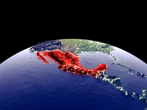 Mexico on Earth from space Stock Photos