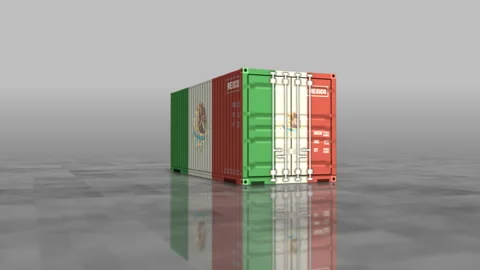 Mexico export cargo containers terminal loop Stock Footage 347383833