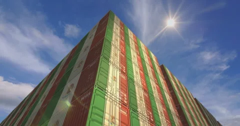 Mexico export cargo containers terminal time lapse Stock Footage 347385118