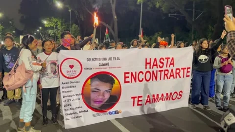 Mexico: Families of Missing Persons Hold Candlelight March in Mexico City... Stock Footage 337236916
