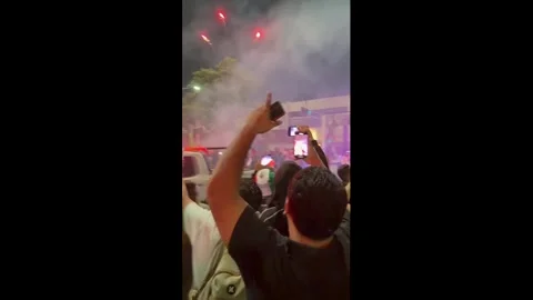 Mexico: Fireworks And Massive Crowds Welcome Mexico Team In Guadalajara Stock Footage 337205127