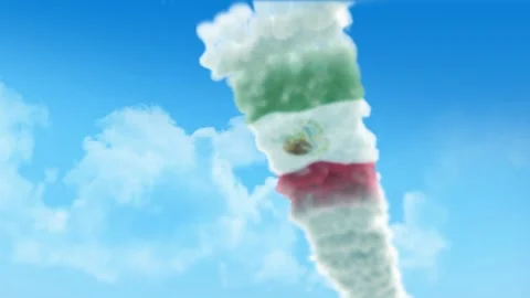 Mexico Flag 3D Render Animation Created with Colored Smoke Trails by Aircraf 스톡 동영상 332308793