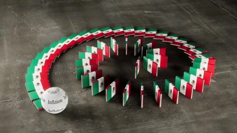 Mexico Flag - Affected by Inflation Stock Footage 321522316