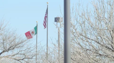 Mexico Flag and the Flag of the United States of America Stock Footage 60130839