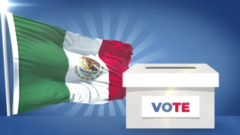 Mexico Flag and voting box presidential election 2024 Stock Footage 343577479