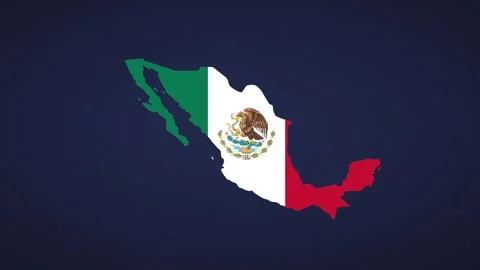 Mexico Flag Animated Map Digital Modern Blue Background Stock Footage 326174459