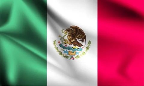 Mexico flag blowing in the wind. part of a series. Mexico waving flag. Stock Illustration