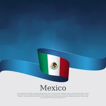 Mexico flag on a blue white background. Vector banner design, business booklet Stock Illustration