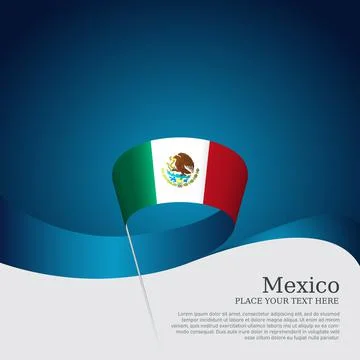 Mexico flag on a blue white background. Vector banner design, mexico national Ilustración de archivo
