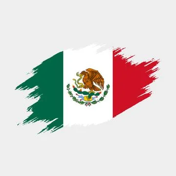 Mexico Flag Brush Stroke Paint Style Light Background Stock Illustration