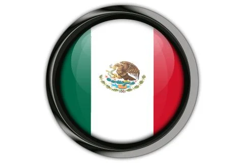 Mexico  flag in the button pin Isolated on White Background Stock Photos