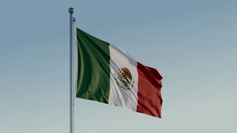 Mexico Flag: Cinematic Loopable Motion with Blue Sky in 4K ProRes 422 HQ Stock Footage 267468548