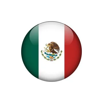 Mexico Flag Circle Button Vector Template Stock Illustration