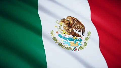 Mexico flag close-up. 3D render. Fluttering in the wind. Looped video footage. Video stock 129394639