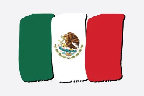Mexico Flag with colored hand drawn lines in Vector Format Stock Illustration