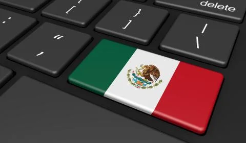 Mexico Flag Computer Button Key Stock Illustration