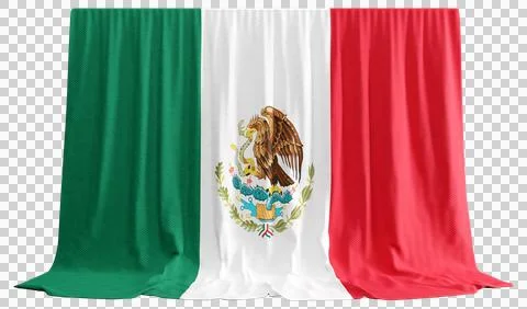 Mexico Flag Curtain in 3D Rendering Embracing Mexico's Cultural Richness Stock Illustration