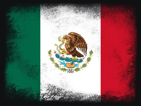 Mexico Flag design composition of exploding powder and paint, isolated on a b Illustrazione stock