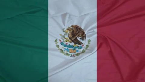 Mexico Flag fabric rippling in the wind Stock Photos