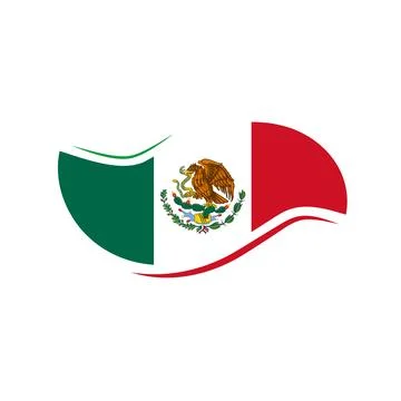Mexico Flag Flame Swoosh Shape Black Background イラスト素材