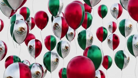 Mexico Flag On The Flying Balloons Video stock 314669552