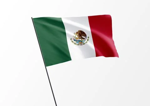 Mexico flag flying high in the isolated background Mexico independence day Stock Illustration