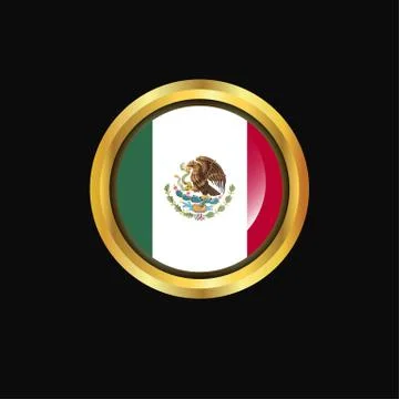 Mexico flag Golden button Stock Illustration