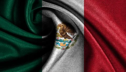 Mexico Flag has three vertical stripes in green, white, and red from left t.. Stock Illustration
