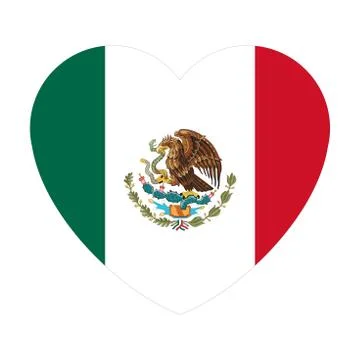 Mexico flag heart shape vector background Ilustración de archivo