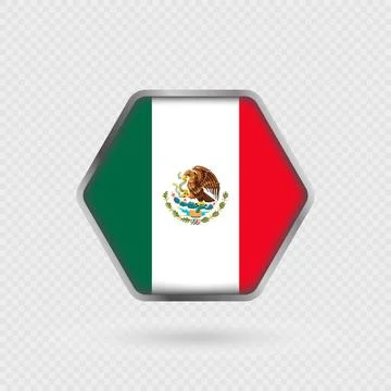 Mexico flag in a hexagon frame. Stock Illustration