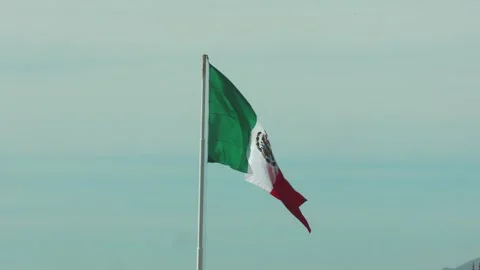 Mexico flag in high wind Stock Footage 302310131