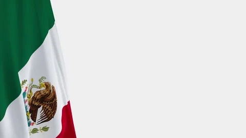 Mexico Flag on Left Side, Waving National Symbol with Copy Space - 3D renderi Vídeos de archivo 333741305