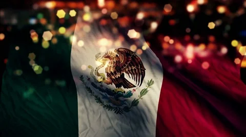 Mexico Flag Light Night Bokeh Abstract Loop Animation 4K Stock Footage 47618663