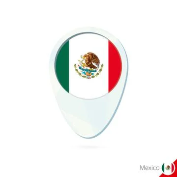 Mexico flag location map pin icon on white background. Stock Illustration