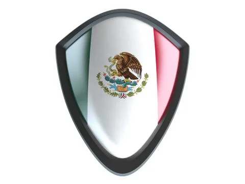 Mexico flag on metal shield isolate on white background. Stock-Illustration