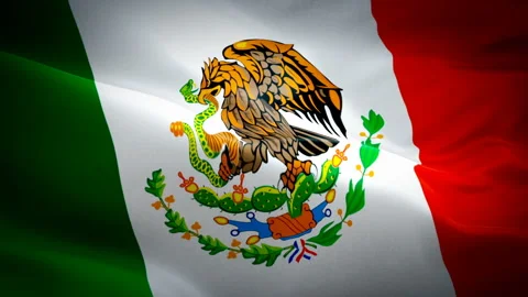 Mexico flag Motion Loop video waving in wind. Realistic Mexican Flag background Stock Footage 104927655