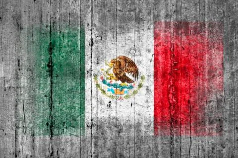 Mexico flag painted on background texture gray concrete Stock Photos