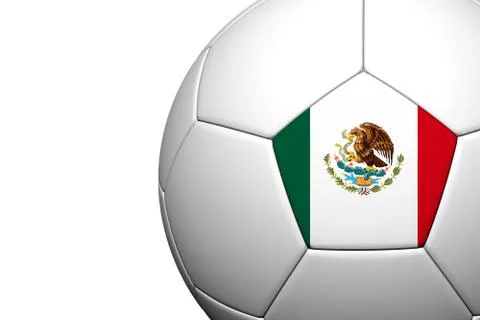 Mexico flag pattern 3d rendering of a soccer ball Stock Illustration