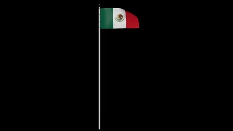 Mexico Flag on Pole with Alpha Channel Video stock 87248398